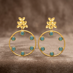 Pendientes de latón hechos a mano con gemas, chapados en rodio, estilo bohemio étnico - Product Image 3