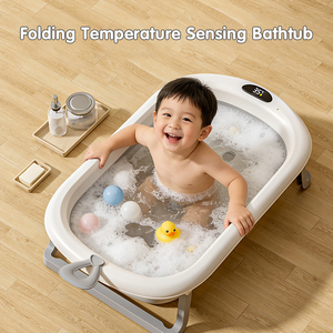 Bañera Plegable para Bebé con Indicador de Temperatura, Bañera Infantil Plegable con Soporte de Baño, Bañera Portátil para Recién Nacidos hasta Niños Pequeños - Product Image 2