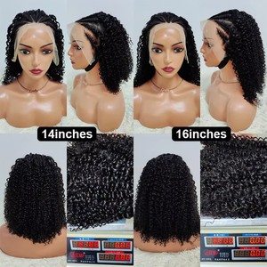 Letsfly Hair Jerry Curly with Braids 200% Density Pre-plucked Natural Hair 13x4 Lace Frontal Wigs 10-16 Inches Human Hair - Product Image 3