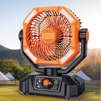 Nouvel arrivage Ventilateur solaire portable 20000mAh pour camping en plein air, ventilateur de table USB avec lumière LED et batterie externe pour cadeau pour enfants