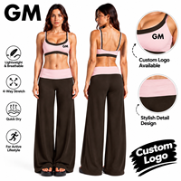 Ensemble de sport pour femmes GM, vêtements de yoga, haut de sport, pantalon large, tenue de sport pour la salle de sport, vêtements de fitness, ensemble extensible à séchage rapide, deux pièces