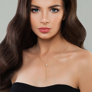 Collar de Plata 925 con Colgante de Diamante Redondo Simple y Cadena Dorada para Mujer, Gran Venta - Product Image 5