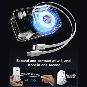 Cargador de Nitruro de Galio de 40W con Cables Retráctiles Dobles, Carga Rápida PD, Tres Puertos USB-A/USB-C, Compatible con Carga de Viaje - Product Image 2