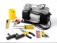 Kit d'urgence automobile, compresseur d'air de voiture à double cylindre, pompe à pneus, gonfleur d'air automatique avec lumière LED, outil de réparation de pneus