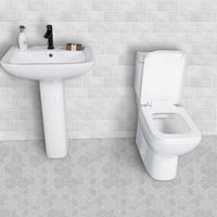 Ensemble WC et lavabo en céramique pour salle de bain, avec siphon en P, articles sanitaires