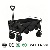 Nouvelle charrette pliable d'extérieur en acier au carbone avec roues larges et double frein pour le camping et le shopping