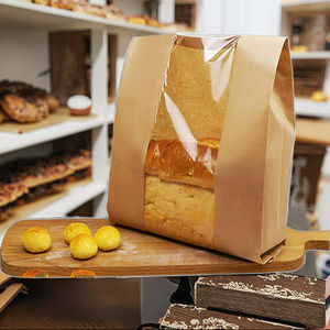 Bolsas de papel personalizadas para pan con ventana, bolsas de papel para llevar para galletas, granos de café, nueces, palomitas de maíz - Product Image 2