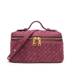 กระเป๋าสานขนาดเล็กของผู้หญิงทำด้วยมือมีฝาปิดลายตารางหมากรุกคุณภาพสูงดีไซน์แบบถักใช้สำหรับเครื่องสำอางมื้อกลางวัน - Product Image 3