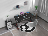 Bureau de jeu pour ordinateur, noir, avec structure métallique, idéal pour la maison et le bureau – Offre spéciale
