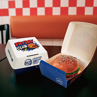 Boîte à hamburger en papier écologique avec logo personnalisé et porte-boisson pour frites et mini-hamburgers, emballages pour repas à emporter en famille