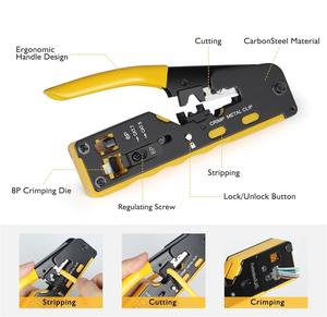 RJ45 sıkma aleti kiti All-in-One Ethernet Crimper aracılığıyla Cat7 Cat6 Cat5 RJ45 ağ kablosu test cihazı ile sıkma aracı - Product Image 3