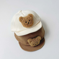 Chapeaux Enfants Filles et Accessoires Bébé, Casquette Bébé en Velours Côtelé à Motif Ours de Dessin Animé, Casquette de Baseball Printemps-Automne pour Garçons et Filles