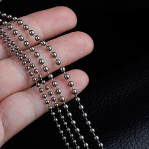 Pure <b>titanium</b> <b>chain</b> necklace with glass bead <b>chain</b>, dog tag pendant, rust-resistant, simple and lightweight <b>titanium</b> alloy. - Product Image 2