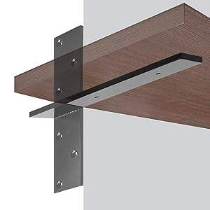 Supporti per Mensole a T Resistenti, Spessore 0,2 Pollici, in Acciaio Solido, Montaggio a Parete, Nero Opaco, 7 Misure da 8 a 20 Pollici - Product Image 3