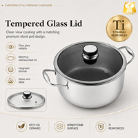 Olla para Sopa Híbrida de Cerámica G8 Reforzada con Titanio OEM de 24 cm, Antiadherente con Diseño de Panal, Libre de PFAS, Fabricante de Utensilios de Cocina de Acero Inoxidable