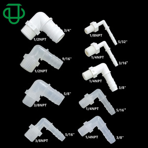 Conector de Codo Roscado NPT de Plástico JUJUMEDTEC de 1/8-1/4-3/8-1/2 Pulgadas para Conexión de Tuberías de Fluidos - Product Image 1