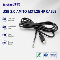Kabel Harness USB 2.0 a Male ke Molex 51021-0400 MX1.25 4P dengan Kabel Berpelindung UL2464 untuk Transfer Data