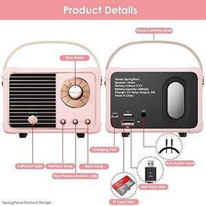 Retro Màu Xanh Răng Loa Với Old Fashioned Phong Cách Cổ Điển Boombox Khối Lượng Lớn Kết Nối Không Dây, TF Thẻ Và Mp3 Máy Nghe Nhạc - Product Image 6