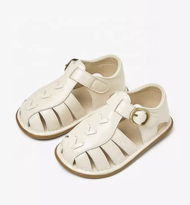 Suola in gomma per esterni sandali estivi in pelle antiscivolo per neonate Cute Little Kids First Walker Shoes - Product Image 1