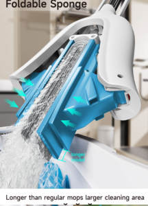 Serpillère télescopique Realida en éponge PVA, serpillère à mousse auto-nettoyante, serpillère plate avec tige connectée pour le nettoyage des sols - Product Image 3