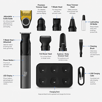 Tondeuse à cheveux multifonctionnelle moderne MP-2330 pour hommes, kit professionnel 6-en-1, tondeuse électrique rechargeable pour poils du nez