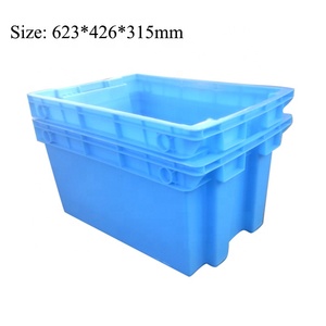 QS 623*426*315mm Plastic Stackable Nestable Turnover Fish <strong>Bins</strong> Bale Arm Handle Stackable <strong>Bread</strong> Pizza Dough Food Tray Mesh Basket - Product Image 3