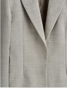 Women's Medium Size <b>Light</b> Grey Houndstooth Pattern Lapel Collar Open Front Casual Blazer Jacket - Product Image 6