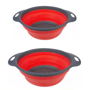 Ensemble de 2 passoires de cuisine rondes en silicone pliables pour égoutter les pâtes, les légumes et les fruits - Product Image 5