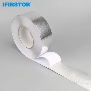 Custom Silver Color Strong Viscous Force Pipe Seal Wrapping Waterproof Aluminum Foil Glass Fiber Tape