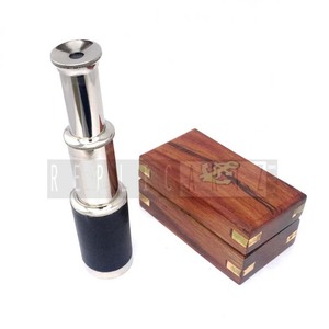 Telescopio de Latón Cromado de 6 Pulgadas, Estilo Vintage, con Caja de Madera, Monocular Funcional para Senderismo y Viajes - Product Image 2