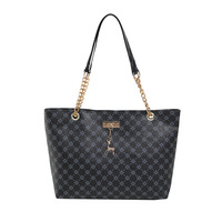 Sac fourre-tout d'épaule pour femme en PU, style rétro simple, imprimé lettres, avec fermeture éclair, grande capacité, idéal pour les voyages d'affaires