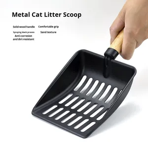 Recogedor de Arena para Gatos de Acero Inoxidable, de Gran Capacidad, Resistente, con Mango de Madera Maciza - Product Image 2