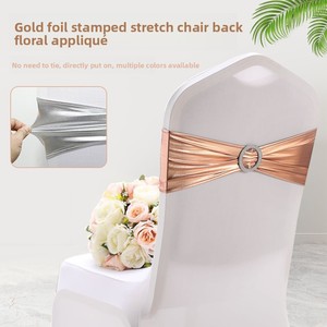 Nœud décoratif sans bretelles en polyester, élastique, avec boucle en <span class=keywords><strong>strass</strong></span> thermocollée, pour dossier de <span class=keywords><strong>chaise</strong></span> de mariage, style moderne et minimaliste, 35-48 cm - Product Image 5
