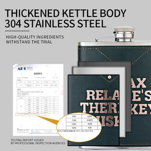 Nga 304 thép không gỉ 18-ounce xách tay Whisky chai rượu vang nhỏ <span class=keywords><strong>Jug</strong></span> với cao cấp Hộp Quà Tặng dày Hip Flask cho quà tặng - Product Image 4