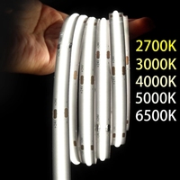 Bande LED auto-adhésive flexible à intensité variable 312Leds/m Cob Blanc 2700K 3000K 4000K 6000K Cri 90 12v 24v 8mm Bande LED Cob