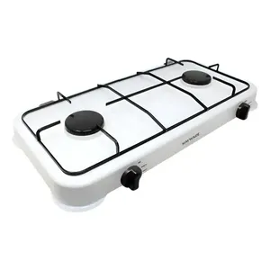 Mayware เตาแก็ส Hy-2000g สีขาวพร้อมหัวเผาเหล็กหล่อ2หัวจุดระเบิดอิเล็กทรอนิกส์สำหรับ LPG & ก๊าซธรรมชาติติดตั้งบนโต๊ะกลางแจ้ง - Product Image 1