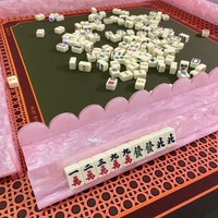 Rak Mahjong Akrilik Motif Cangkang Kura-kura dengan Penggeser Magnetik, Set Rak Mahjong Lucite Mewah Isi 4