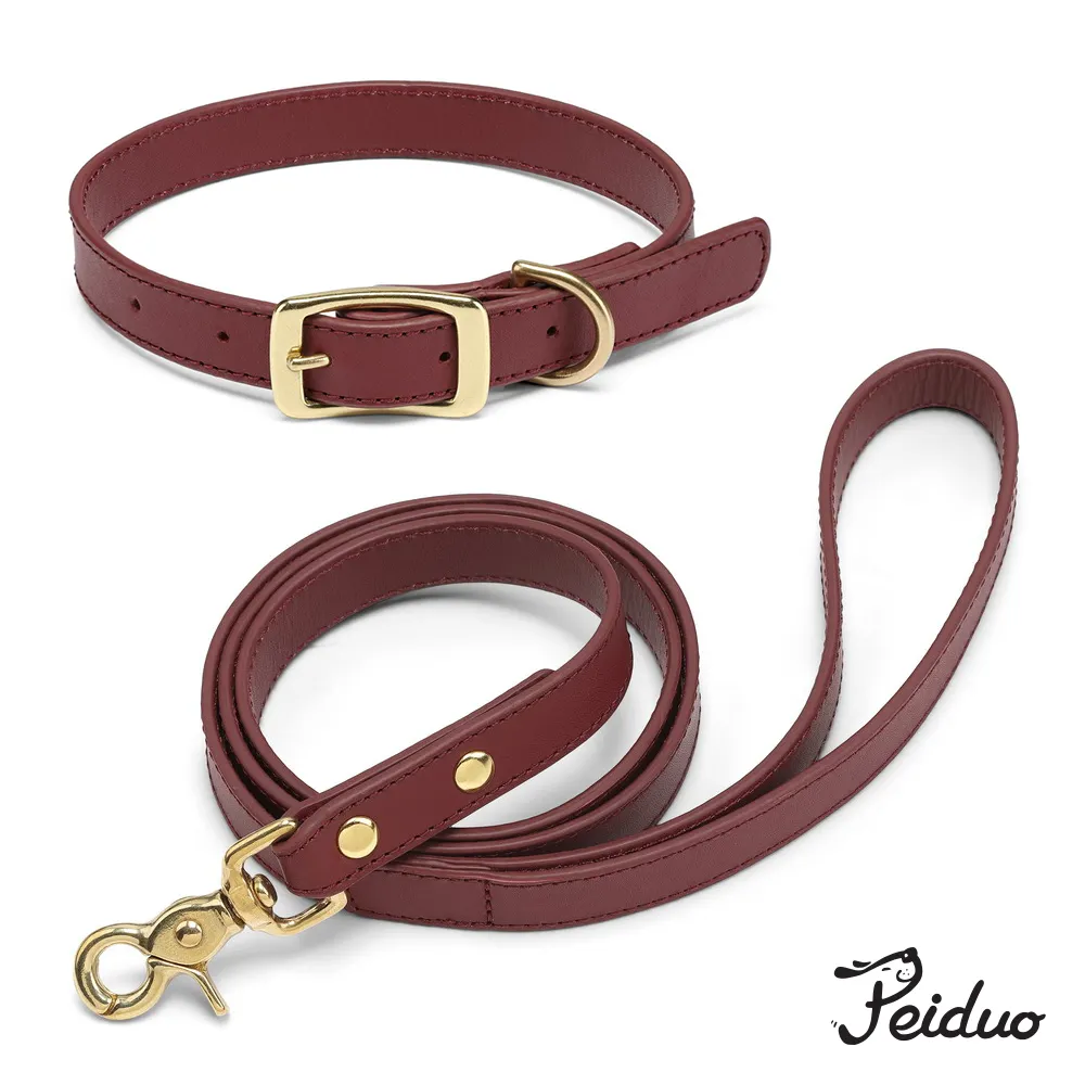 OEM accept adjustable dog collar leash and reversible harness set leather dog collar and leash dog leash leather