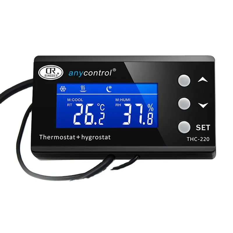 Termostato electrónico enchufable para acuario, termostato integrado de temperatura y humedad THC-220 cultivo de plantas de cría de mascotas