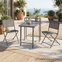 Ensemble bistrot pliant moderne et durable en acier pour extérieur, 3 pièces, 2x1 chaises en tissu maillé et table pour balcon, patio, terrasse