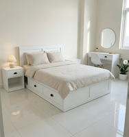 Prix Usine Yifan Ensemble de Chambre à Coucher en Bois Blanc pour Hôtel et Appartement, Armoire, Commode, Table de Chevet, Style Moderne, MDF Personnalisé 5+