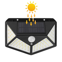 Lampe solaire à 100 LED avec détecteur de mouvement PIR, lampe solaire extérieure, applique murale, lampe de jardin alimentée par énergie solaire