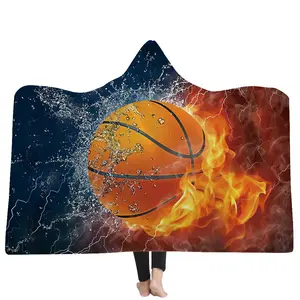 Nieuwe 300gsm Voetballen Serie Deken Hoodie Flanel Capuchon Deken 3d Geprint Draagbare Luie Dutje Deken Ondersteuning Maatwerk