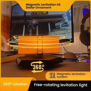 Ornement en forme de dollar américain à lévitation magnétique, rotation à 360 degrés, lumière LED nocturne, contrôle tactile coloré, design moderne, décoration d'intérieur - Product Image 1