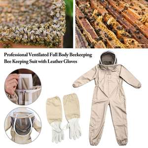 Nouvelle Combinaison d'Apiculture Professionnelle Intégrale et Ventilée avec Gants en Cuir Couleur Café - Product Image 4