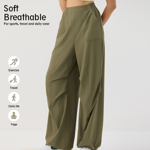 <span class=keywords><strong>Pantalon</strong></span> de jogging taille haute à jambe large pour <span class=keywords><strong>femme</strong></span>, style parachute ample, cargo, streetwear, survêtement, personnalisable OEM, vente en gros - Product Image 3