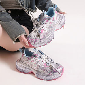 Sneakers Piatte Glitterate <span class=keywords><strong>da</strong></span> Donna, <span class=keywords><strong>Scarpe</strong></span> Casual <span class=keywords><strong>Femminili</strong></span> in Rete con Lacci, Piattaforma Luccicante Comoda, Produttore di Sneakers Personalizzate - Product Image 2