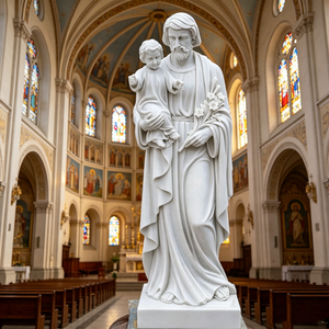 Grande statue en marbre de la Sainte Famille, Joseph, Marie et l'Enfant Jésus, statue catholique, décoration religieuse pour jardin extérieur - Product Image 4