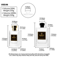 Flacon de parfum rectangulaire transparent de luxe 50 ml 100 ml avec bouchon, vente en gros de flacons de parfum en spray