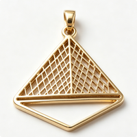 Colgante Piramidal Chapado en Oro, Amuleto Geométrico Pulido de Latón para Collar o Pulsera